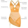 image:imagePopilush Swim Dress for Women One Piece Swimsuits Tummy Control Slimming Mesh Sheer Sarong Wraps Bathing SuitsOrange