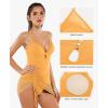 image:imagePopilush Swim Dress for Women One Piece Swimsuits Tummy Control Slimming Mesh Sheer Sarong Wraps Bathing SuitsOrange