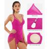 image:imagePopilush Swim Dress for Women One Piece Swimsuits Tummy Control Slimming Mesh Sheer Sarong Wraps Bathing SuitsPurple