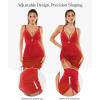 image:imagePopilush Swim Dress for Women One Piece Swimsuits Tummy Control Slimming Mesh Sheer Sarong Wraps Bathing SuitsRed