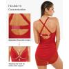 image:imagePopilush Swim Dress for Women One Piece Swimsuits Tummy Control Slimming Mesh Sheer Sarong Wraps Bathing SuitsRed