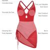image:imagePopilush Swim Dress for Women One Piece Swimsuits Tummy Control Slimming Mesh Sheer Sarong Wraps Bathing SuitsRed