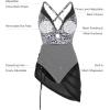 image:imagePopilush Swim Dress for Women One Piece Swimsuits Tummy Control Slimming Mesh Sheer Sarong Wraps Bathing SuitsWhite Leopard