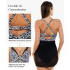 image:imagePopilush Swim Dress for Women One Piece Swimsuits Tummy Control Slimming Mesh Sheer Sarong Wraps Bathing SuitsWhite Leopard
