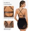 image:imagePopilush Swim Dress for Women One Piece Swimsuits Tummy Control Slimming Mesh Sheer Sarong Wraps Bathing SuitsYellow Leopard