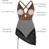 image:imagePopilush Swim Dress for Women One Piece Swimsuits Tummy Control Slimming Mesh Sheer Sarong Wraps Bathing SuitsYellow Leopard