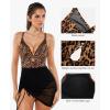 image:imagePopilush Swim Dress for Women One Piece Swimsuits Tummy Control Slimming Mesh Sheer Sarong Wraps Bathing SuitsYellow Leopard