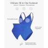 image:imagePopilush One Piece Swimsuit Women Tummy Control V Neck Ruched Shapewear Swimsuits Summer Beach Pool VacationBlue