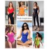 image:imagePopilush One Piece Swimsuit Women Tummy Control V Neck Ruched Shapewear Swimsuits Summer Beach Pool VacationDeep Red