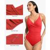 image:imagePopilush One Piece Swimsuit Women Tummy Control V Neck Ruched Shapewear Swimsuits Summer Beach Pool VacationDeep Red