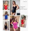 image:imagePopilush One Piece Swimsuit Women Tummy Control V Neck Ruched Shapewear Swimsuits Summer Beach Pool VacationDeep Red