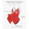 image:imagePopilush One Piece Swimsuit Women Tummy Control V Neck Ruched Shapewear Swimsuits Summer Beach Pool VacationDeep Red