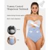 image:imagePopilush Swimsuit for Women Tummy Control  One Piece Bathing Suit with Removable Straps for BeachBlue With Ivory