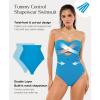 image:imagePopilush Swimsuit for Women Tummy Control  One Piece Bathing Suit with Removable Straps for BeachVibrant Azure Sky