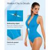 image:imagePopilush Tummy Control One Piece Swimsuit for Women Shapwear Mock Neck Zip Up Swimwear Slimming Bathing Suit Padded OutfitsBlue