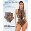 image:imagePopilush Tummy Control One Piece Swimsuit for Women Shapwear Mock Neck Zip Up Swimwear Slimming Bathing Suit Padded OutfitsCheetah