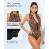 image:imagePopilush Tummy Control One Piece Swimsuit for Women Shapwear Mock Neck Zip Up Swimwear Slimming Bathing Suit Padded OutfitsCheetah