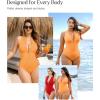 image:imagePopilush Tummy Control One Piece Swimsuit for Women Shapwear Mock Neck Zip Up Swimwear Slimming Bathing Suit Padded OutfitsOrange