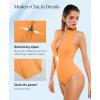 image:imagePopilush Tummy Control One Piece Swimsuit for Women Shapwear Mock Neck Zip Up Swimwear Slimming Bathing Suit Padded OutfitsOrange