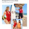 image:imagePopilush Tummy Control One Piece Swimsuit for Women Shapwear Mock Neck Zip Up Swimwear Slimming Bathing Suit Padded OutfitsRed