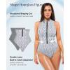 image:imagePopilush Tummy Control One Piece Swimsuit for Women Shapwear Mock Neck Zip Up Swimwear Slimming Bathing Suit Padded OutfitsSnakeskin