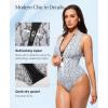 image:imagePopilush Tummy Control One Piece Swimsuit for Women Shapwear Mock Neck Zip Up Swimwear Slimming Bathing Suit Padded OutfitsSnakeskin