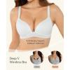 image:imageWireless Bras with Support and Lift Lace Push Up Bra for Women No Underwire Deep V Bralettes Comfortable Bra 3D Molded White