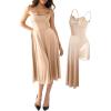 image:imagePopilush Corset Dress All in One Shapewear ALine Midi Dresses for Women with Built in Bra Tummy Control Tea Party EveningChampagne