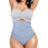 image:imagePopilush Swimsuit for Women Tummy Control  One Piece Bathing Suit with Removable Straps for BeachBlue With Ivory