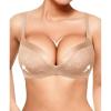 image:imagePopilush Wireless Bras with Support and Lift Push Up Lace Bra for Women No Underwire Comfortable Deep V Bralettes 3D MoldedBeige