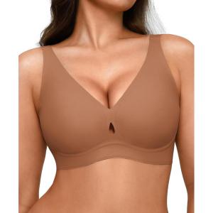 image:imagePopilush Push Up Bra No Underwire Wireless Seamless Bralettes with Support Comfortable Minimizer Bras for WomenBrown