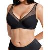 image:imagePopilush Minimizer Bra for Women Lace Unlined Full Coverage Underwire Bra with Side Support Everyday Bra for Large BustBalck