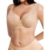 image:imagePopilush Minimizer Bra for Women Lace Unlined Full Coverage Underwire Bra with Side Support Everyday Bra for Large BustBeige