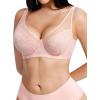 image:imagePopilush Minimizer Bra for Women Lace Unlined Full Coverage Underwire Bra with Side Support Everyday Bra for Large BustPink