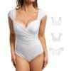 image:imagePopilush Shapewear Bodysuits for Women  Corset Tank Tops with Built in Bras Sleeveless Ruched Cute Going Out OutfitsWhite