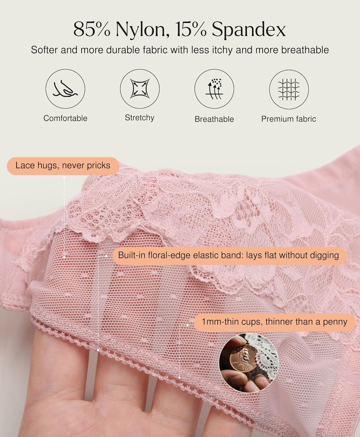 image:imagePopilush Minimizer Bras for Women Full Coverage Lace Bra Underwire Push Up Bra Supportive Bras for Women Size 40DDD Color Pink