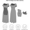 image:imagePopilush A Line Dresses for Women Shapewear Builtin Bra Short Sleeve Square Neck Flowy Wedding Guest Midi DressBlack