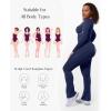 image:imagePopilush Jumpsuits for Women  Square Neck Wide Leg Workout Fall Jumpsuit Built in Bra Long Sleeve Full Length Romper Navy Blue