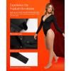 image:imagePopilush Long Sleeve Bodysuit for Women Tummy Control Shapewear Bodysuit with Built in Bra RedTag ThremalBlack