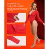 image:imagePopilush Long Sleeve Bodysuit for Women Tummy Control Shapewear Bodysuit with Built in Bra RedTag ThremalRed
