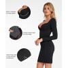 image:imagePopilush Long Sleeve Lace Dress Club Party Dresses for Women Corset Deep V Neck Bodycon Mini Dress Built in Bra ShapewearBlack