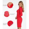 image:imagePopilush Long Sleeve Lace Dress Club Party Dresses for Women Corset Deep V Neck Bodycon Mini Dress Built in Bra ShapewearRed