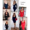 image:imagePopilush Long Sleeve Lace Dress Club Party Dresses for Women Corset Deep V Neck Bodycon Mini Dress Built in Bra ShapewearRed