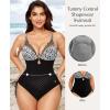 image:imagePopilush One Piece Swimsuit Women Tummy Control Shapewear Bathing Suits Full Coverage Swim Suits Builtin BraLeopard Black
