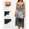image:imagePopilush Satin Dress for Women Shapewear Slimming Backless Midi Dress Ruched Bodycon for Cocktail PartyBlack