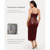 image:imagePopilush Satin Dress for Women Shapewear Slimming Backless Midi Dress Ruched Bodycon for Cocktail PartyBurgundy