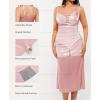 image:imagePopilush Satin Dress for Women Shapewear Slimming Backless Midi Dress Ruched Bodycon for Cocktail PartyPink