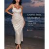 image:imagePopilush Satin Dress for Women Shapewear Slimming Backless Midi Dress Ruched Bodycon for Cocktail PartyWhite