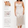 image:imagePopilush Satin Dress for Women Shapewear Slimming Backless Midi Dress Ruched Bodycon for Cocktail PartyWhite