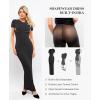 image:imagePopilush Shaperwear Dress Builtin Bra Womens Casual Lounge Dress with Zipper Short Sleeve Mock Neck Bodycon DressesBlack